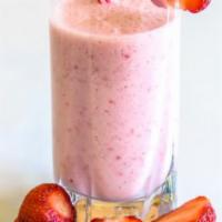 Strawberry Banana · Strawberry, banana, nonfat greek yogurt and milk.