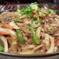 Jap Chae · Sweet and savory stir-fried glass noodles with your choice of: beef, seafood, or vegetable