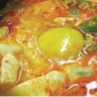 Soondubu Jjigae · Soft Tofu Soup with your choice of: Beef, Seafood, Vegetable, Brisket