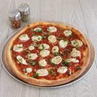 Margarita Pizza · Fresh mozzarella and fresh basil.