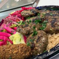 Kefta Platter  · A mix of ground beef and lamb with parsley, onion, garlic and mixed spices. Served over Rice...