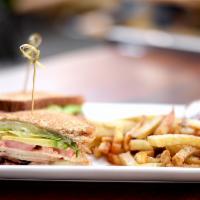 Turkey Avocado BLT Sandwich · Smoked turkey, Swiss cheese, bacon, romaine hearts, tomato, avocado, chipotle mayo, toasted ...