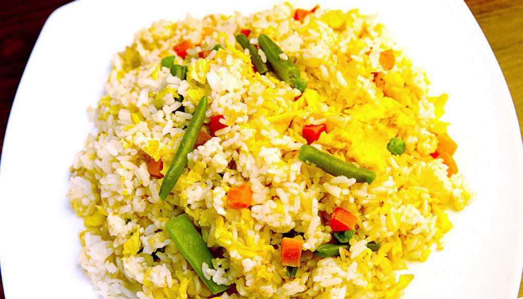 Fried Rice (야채 볶음밥) · Pan fried white rice with egg and mixed vegetable and miso soup.