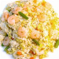 Fried Rice with Shrimp (새우 볶음밥) · Pan fried white rice with egg and mixed vegetables with shrimp and miso soup.