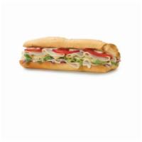 Turkey Ranch and Swiss Sub · Served with  lettuce, tomatoes, and onions.