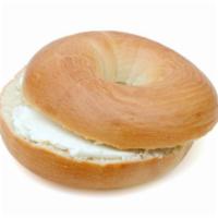 Bagel with Cream Cheese · Toasted bagel with side of cream cheese.