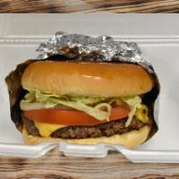 1/2 lb. Burger · Served with lettuce, tomato, onion, pickle and mayo, ketchup, mustard, 1/2 lb. cheeseburger.