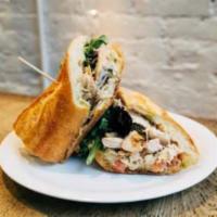 BBQ sandwich · All natural, free roaming, antibiotic and hormone free pulled rotisserie chicken roasted wit...