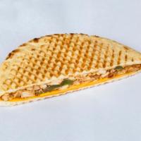 Chicken Fajita Panini  ( Top seller ) · Grilled chicken, cheddar cheese, roasted peppers, caramelized onions and salsa. Served hot o...