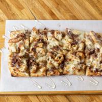 Chicken Bacon Ranch · The holy trinity of Chicken, Bacon, and Ranch, served on a flatbread with melted provolone a...