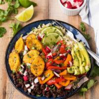 “El Vegetariano” Bowl  · Rice, red beans, sweet plantains, grilled veggies and avocado slices. Gluten free. Vegetaria...