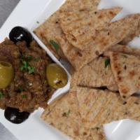 Roasted Eggplant Tapenade · Served with whole wheat pita bread.