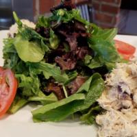 Tuna, Cranberry and Fuji Apple Salad · Served with baby greens and tomatoes topped with house dressing.