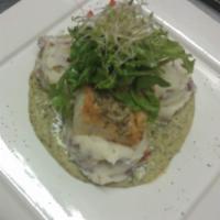 10 oz. Wild Caught Chilean Sea Bass · Served with homemade mashed potatoes and creamed spinach.