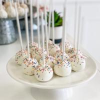 Very Vanilla Cake Pop · Our amazing vanilla cake coated in white chocolate and topped with rainbow sprinkles. All ca...