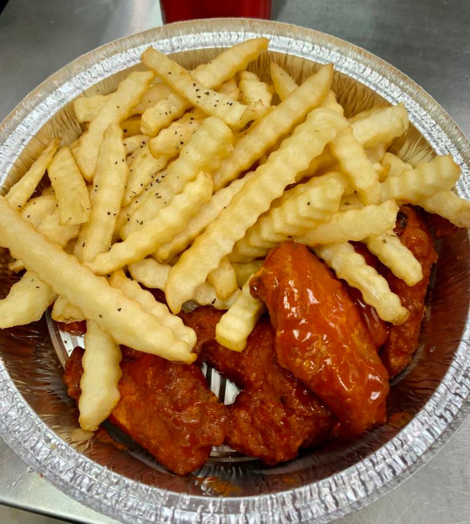 Buffalo wings special  · 6 buffalo wings French fries and can soda 