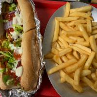 Philly Cheesesteak Combo · Philly steak peppers onions ketchup mayonnaise mozzarella cheese with French fries
