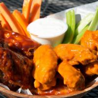 80 Bourbon Glazed Wings - Platter · Served with Blue Cheese Dressing,  Celery & Carrots - PARTY ON!