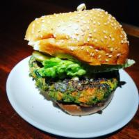 Veggie Burger w/ Feta Cheese · Housemade Veggie Patty,  Pan-seared,  with Feta cheese, lettuce, tomato & onion, served on a...