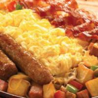Breakfast Platter's · Two x-large eggs, hash-browns, choice of bread-white, wheat, rye, choice of meat-bacon, saus...