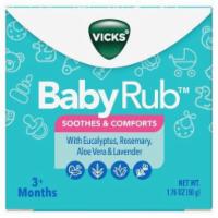 Vicks Babyrub 1.76oz · Specially formulated, soothing comfort for babies at time when your baby is fussy.