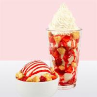 Strawberry Bond · Vanilla Bean ice cream, fresh sliced strawberries, cheesecake bites, and strawberry sundae s...