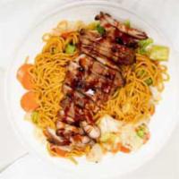 Chicken Yakisoba · Thick wheat flour noodles.