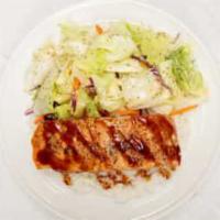 Salmon Teriyaki · Salmon that has been marinated or glazed in a soy based sauce.
