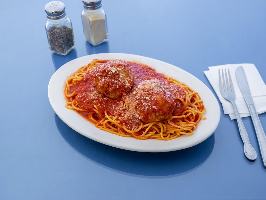 Spaghetti with Meatballs  · 2 meatballs in a tomato sauce 