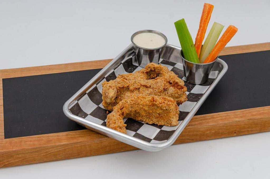 Kids Chicken Tenders · 3 Crispy battered fried chicken tenders. Served with fries or tots and a small fountain drink.