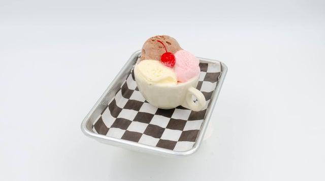 Ice Cream · Choose 3 scoops of strawberry, vanilla or chocolate.