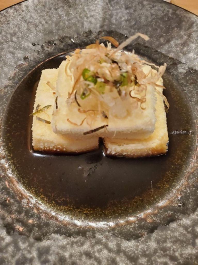 Agedashi Tofu · Silken firm tofu is lightly dusted with potato starch and deep-fried until golden brown.