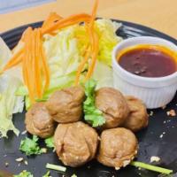 Ma kin Beef balls  · Deep fried beef balls served with Chef’s special sauce 