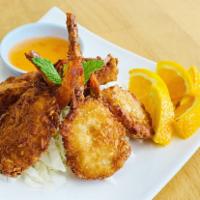 Coconut Shrimp  (6psc.) · Deep fried shrimp mixed with bread crumbs and coconut  tempura flour served with plum sauce.