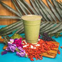 24oz Best Green Smoothie · Kale, Mango, Peach, Almond Milk, Ginger, Cinnamon, and Agave.