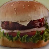 Plain Hamburguesa · Meat, cheese, lettuce, tomato, onion, jalapeno, ketchup, mustard.