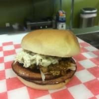 Bologna Sandwich · Beef bologna regular or fried on a toasted bun. 
Specify toppings: mayo, mustard, ketchup, s...