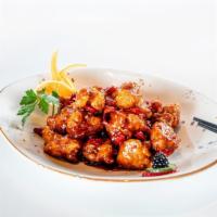 General Tso's Chicken · Lightly battered chicken breast, dry red chili, sweet savory spicy General Tso's sauce