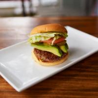 California Style Burger · Lettuce, tomato, pickles, fresh avocado and chipotle mayo.