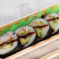 Futo Maki · Imitation of crab meat, avocado, cucumber, ＆ lettuce.