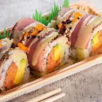 Crazy Tuna Roll · Peppered tuna, spicy tuna, ＆ avocado.