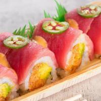 Tuna Delight Roll · Raw. Spicy tuna, tuna, avocado, honey wasabi sauce.
