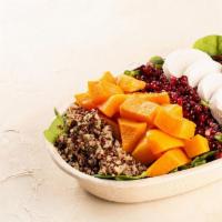 Fall Harvest Salad - Prepackaged · Spring mix base, pomegranate arils, honey roasted butternut squash, pecans, pumpkin seeds, q...