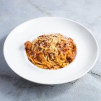 An offer You Can’t Refuse Bolognese · Spicy tomato based sauce with plenty of ground beef.  Like Mama's! If you like your prized p...