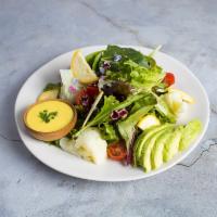Spring Mix Green Salad · Cauliflower, cherry tomato, avocado, zucchini, honey mustard dressing.