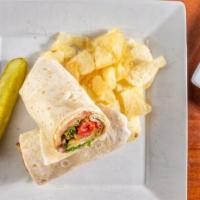 Mediterranean Wrap · Hummus, lettuce, tomato, cukes, roasted peppers, and balsamic glaze on your choice of wrap.
