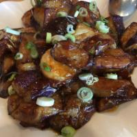 Shrimp Eggplant · Wok stir-fried eggplant and shrimp with soy sauce, garlic and ginger.