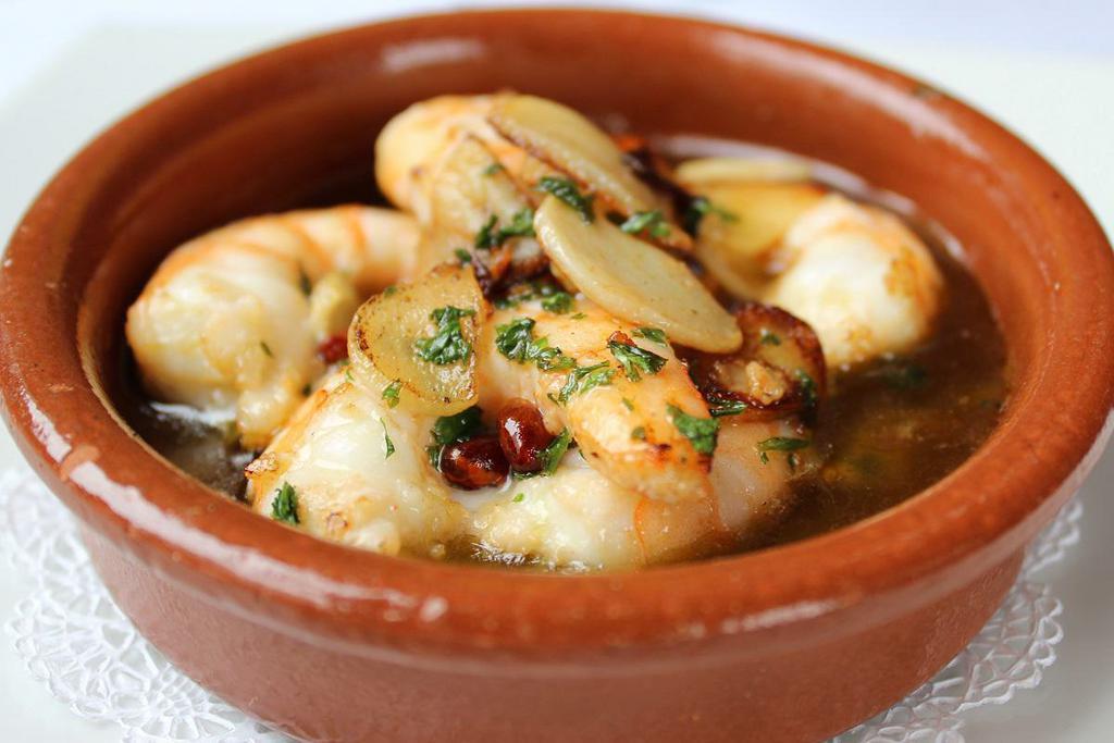 Gambas al Ajillo · Garlic Shrimp:
Gluten-free, Lactose-free, Nuts-free