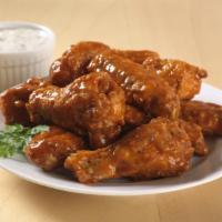 Traditional Wings · Non-breaded chicken wings hand spun with your choice of signature Donatos wing sauce.