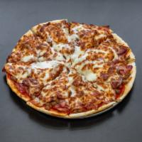 All Meat Special Pizza · This enormous pizza is piled high with sausage, pepperoni, hamburger, ham, bacon, slices of ...